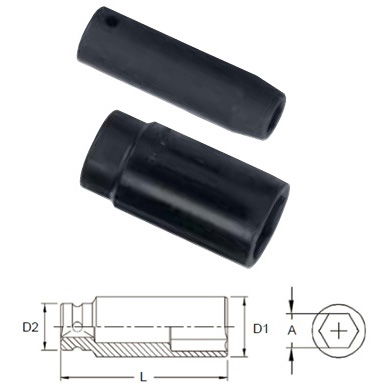 Genius Tools 497816 1/2"-os 6 lapú gépi dugókulcs fej, hosszított kivitel, 1/2" termék fő termékképe