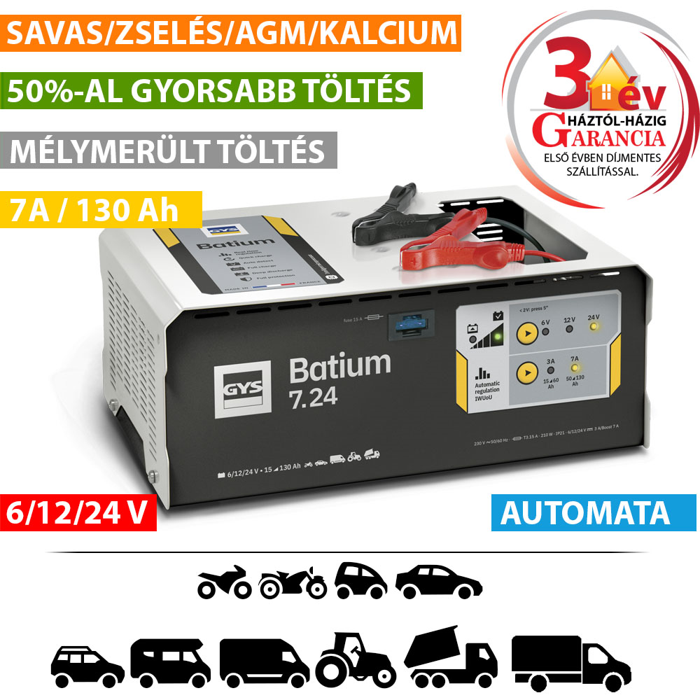 GYS BATIUM 7/24 automata akkumulátor töltő termék fő termékképe