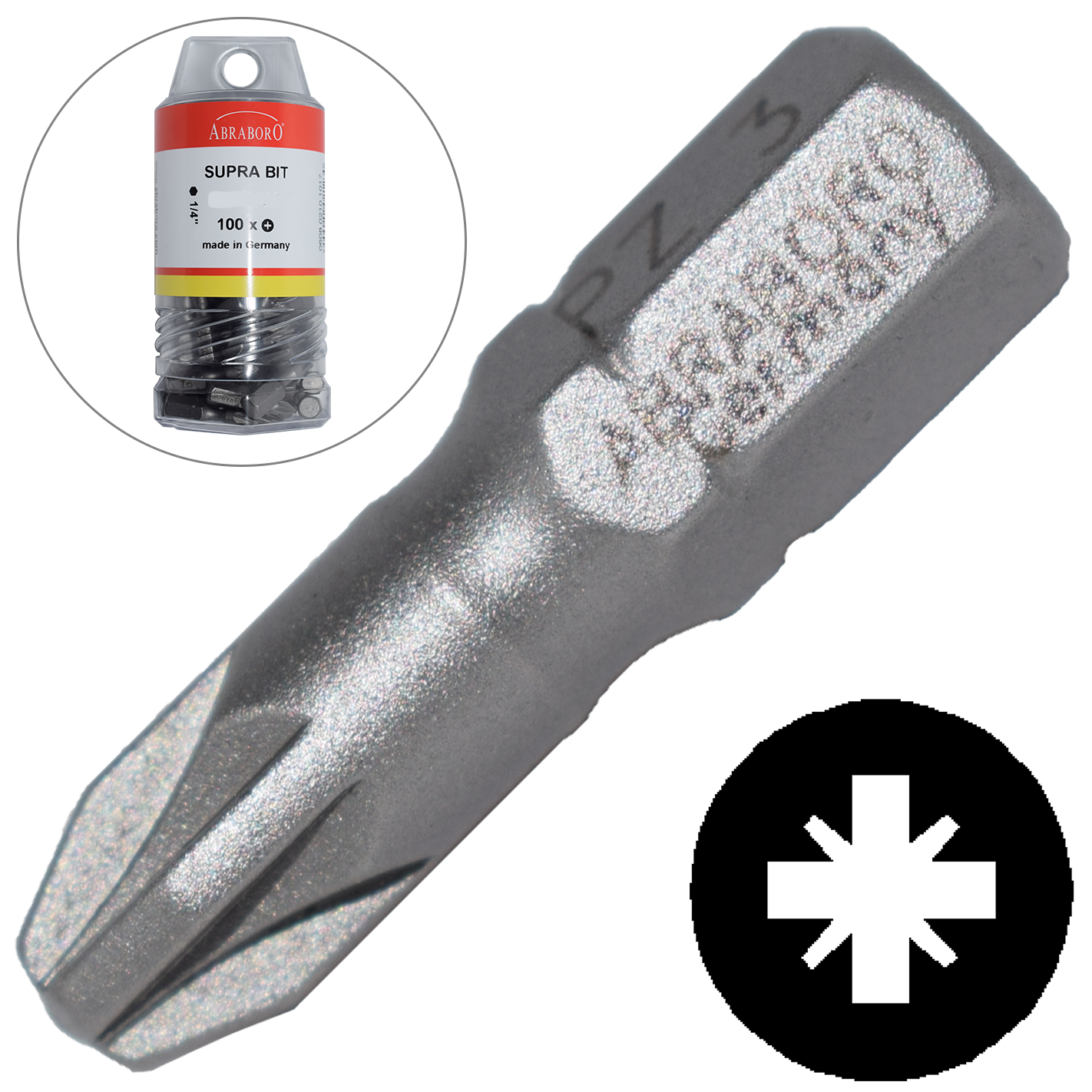 Abraboro PZ 2 x 25 mm Pozidrive SUPRA XXL bit, 100 db/csomag termék fő termékképe