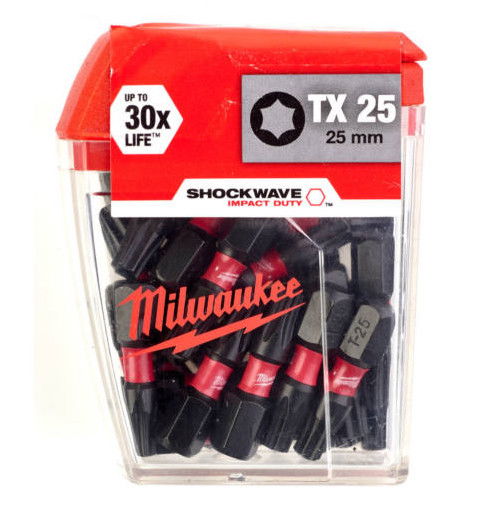 Milwaukee Shockwave Impact Duty™ csavarozó bit, 25 mm, TX 25, 25 db/csomag termék fő termékképe