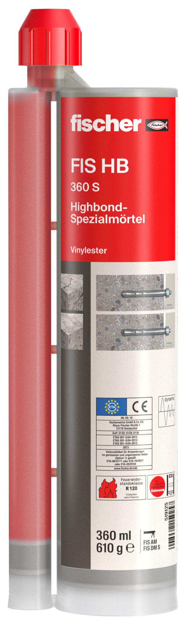 Fischer FIS HB 360 S injektáló ragasztó, 360 ml + 2 db FIS MR Plus keverőszár (DE, FR, IT, NL) termék fő termékképe