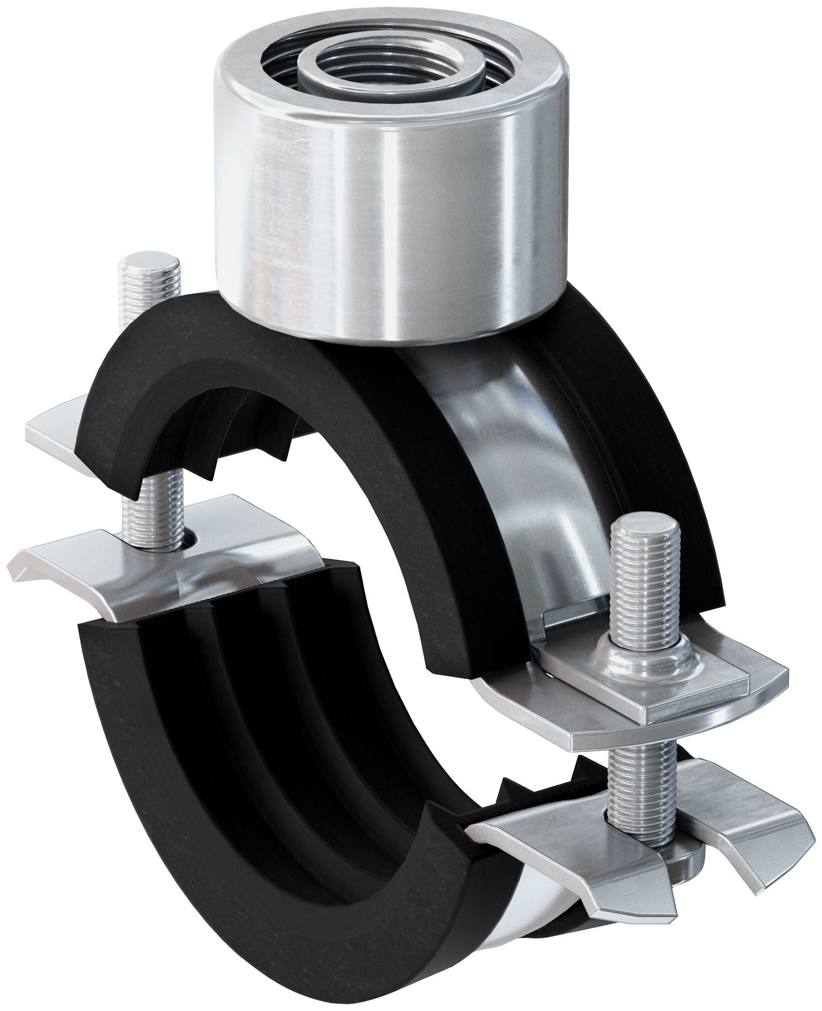 Fischer FRS Triple 159-169 M8 / M10 / 1/2" kétcsavaros csőbilincs hangszigetelő betéttel, 10 db/csomag termék fő termékképe
